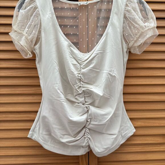 Free People cream scrunch top size small - Picture 3 of 6